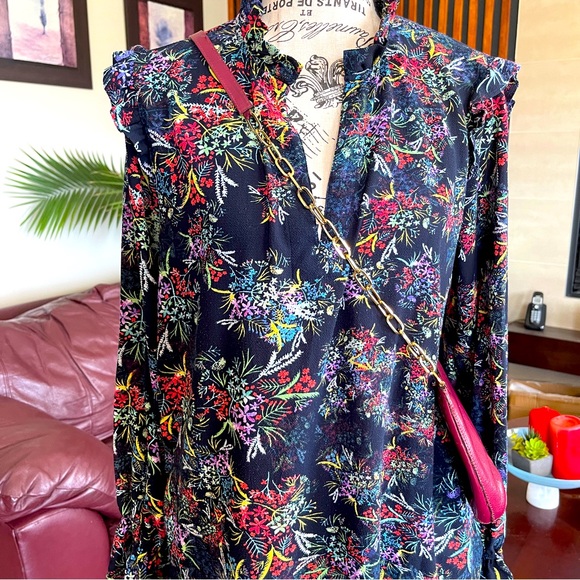 H&M Floral Dark Blue Color Boho Style Mini Dress - Picture 2 of 8